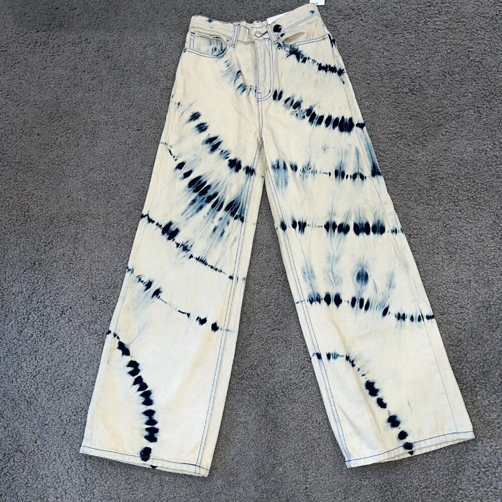 BDG Urban Outfitters HIGH & WIDE Cream & Blue Tie Dye Jeans Pants - NWT - 25 - Picture 3 of 14